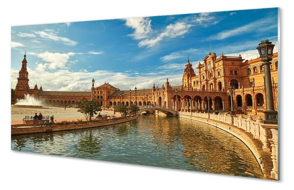 Sklenený obraz architektúra Spain Old Market 100x50 cm 2 Prívesky