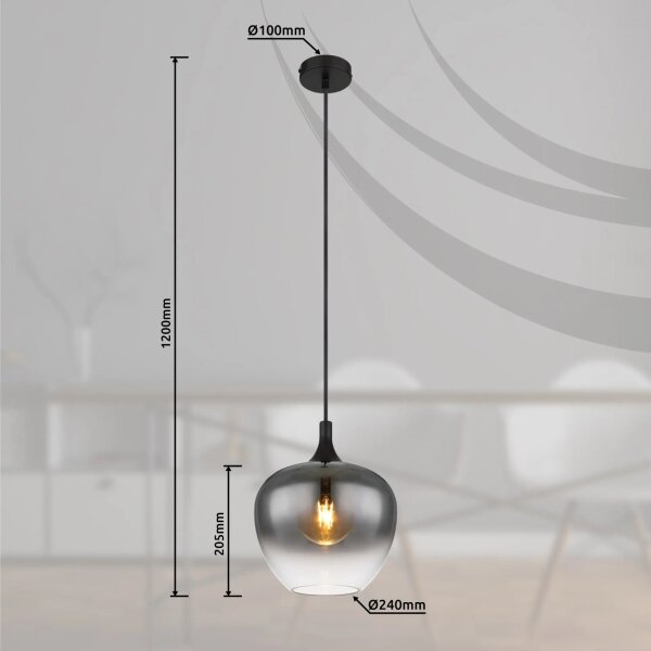 Globo 15548H - Luster na lanku MAXY 1xE27/40W/230V pr. 24 cm čierna