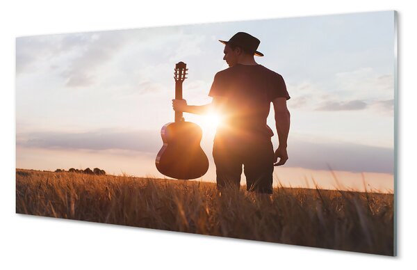 Obraz na skle gitara muž 100x50 cm 2 Prívesky