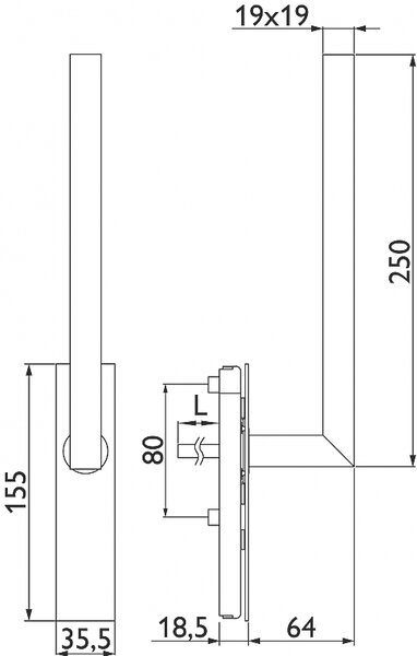 Okenné kovanie TWIN HS PORTÁL ALFA HR H 1836 UGL (E), Bez otvoru, Twin E (nerez matná)