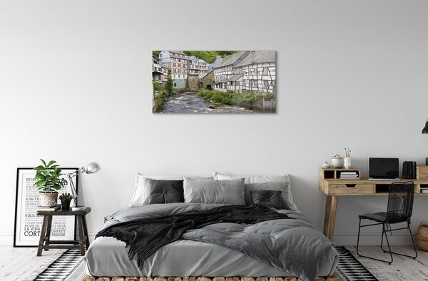 Sklenený obraz Germany Staré budovy River 100x50 cm 2 Prívesky