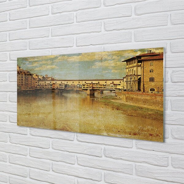 Sklenený obraz Italy River Mosty budovy 100x50 cm 2 Prívesky