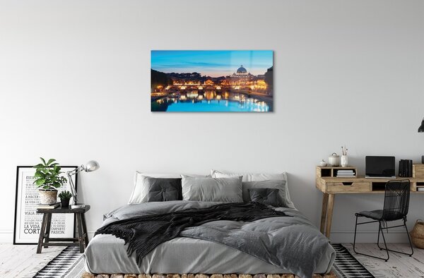 Sklenený obraz Rím západu slnka riečne mosty 100x50 cm 2 Prívesky