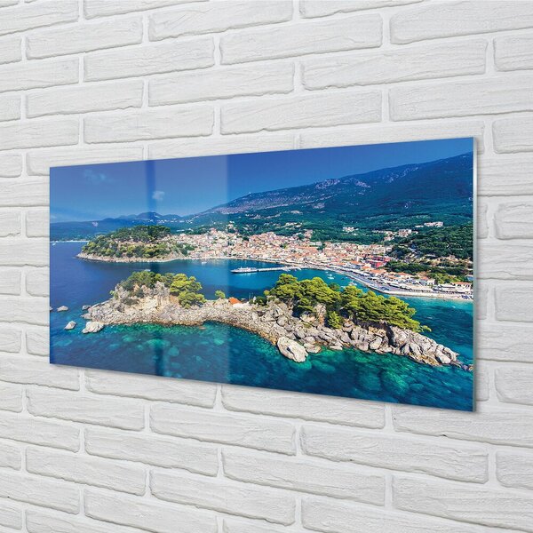 Sklenený obraz Grécko Panorama more mesto 100x50 cm 2 Prívesky