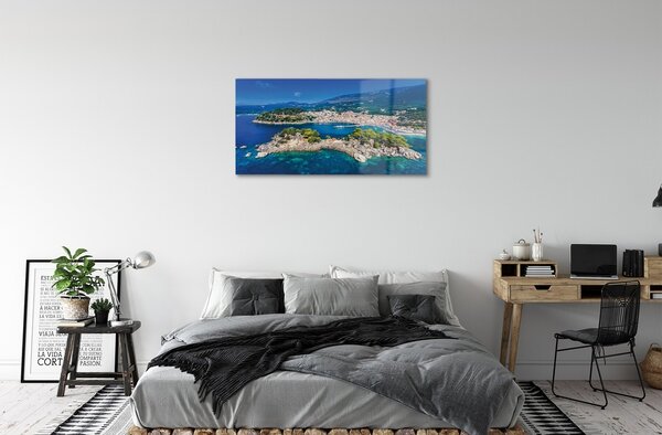Sklenený obraz Grécko Panorama more mesto 100x50 cm 2 Prívesky