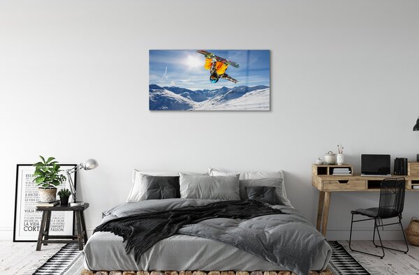 Obraz na skle Man mountain board 100x50 cm 2 Prívesky