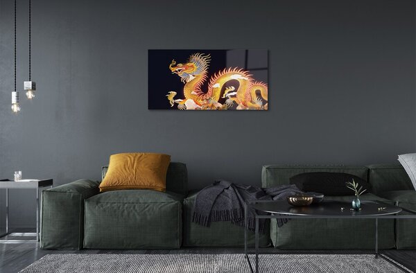 Sklenený obraz Golden Japanese Dragon 120x60 cm 2 Prívesky