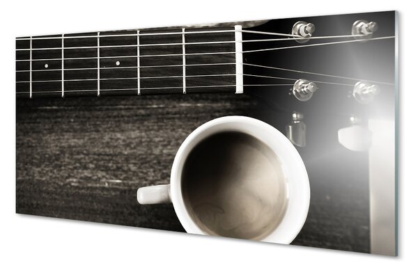 Sklenený obklad do kuchyne coffee gitara 100x50 cm
