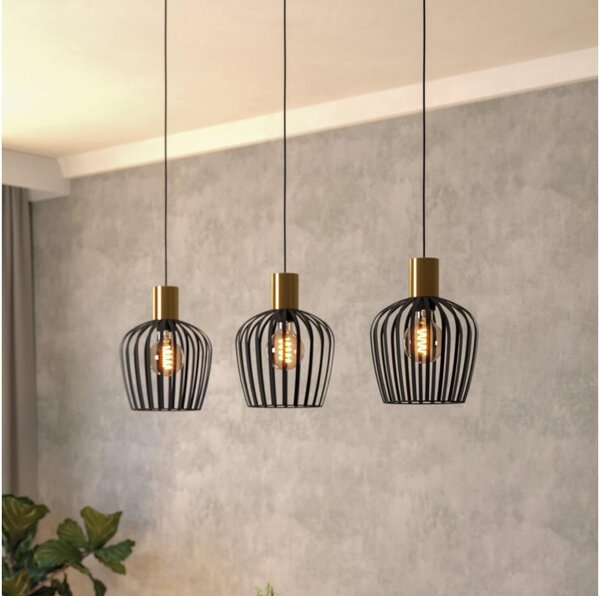 Eglo 901037 - Luster na lanku EMPOLI 3xE27/40W/230V čierna/zlatá
