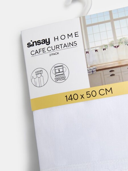 Sinsay - Súprava krátkych záclon s ozdobnými mašľami 2 pack - červená