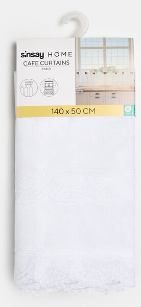 Sinsay - Súprava krátkych záclon s ozdobnými mašľami 2 pack - červená