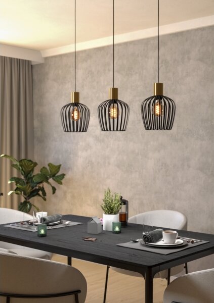 Eglo 901037 - Luster na lanku EMPOLI 3xE27/40W/230V čierna/zlatá