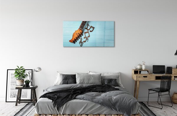 Obraz na skle gitara poznámky 100x50 cm 2 Prívesky