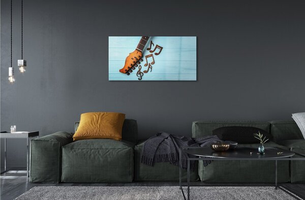Obraz na skle gitara poznámky 100x50 cm 2 Prívesky