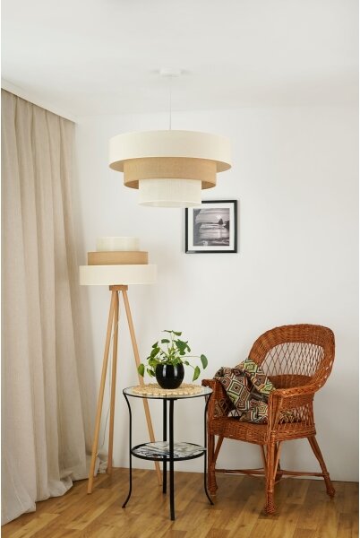 Brilagi - Stojacia lampa DENVER LUNETA 1xE27/15W/230V béžová/hnedá/krémová