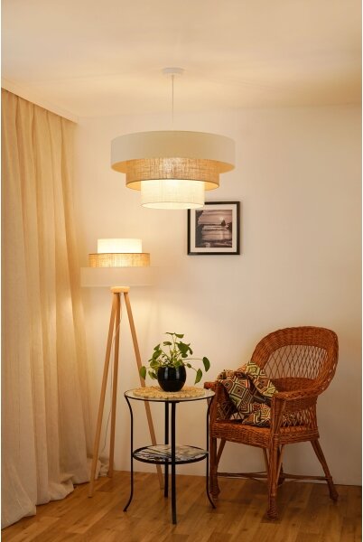 Brilagi - Stojacia lampa DENVER LUNETA 1xE27/15W/230V béžová/hnedá/krémová