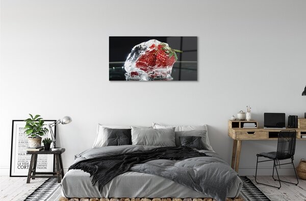 Obraz na skle Jahody v ľade kocka 100x50 cm 2 Prívesky