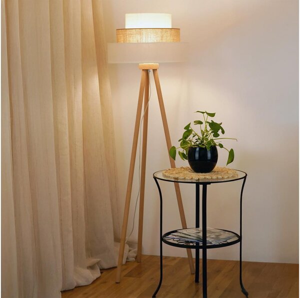 Brilagi - Stojacia lampa DENVER LUNETA 1xE27/15W/230V béžová/hnedá/krémová