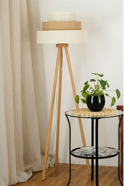 Brilagi - Stojacia lampa DENVER LUNETA 1xE27/15W/230V béžová/hnedá/krémová
