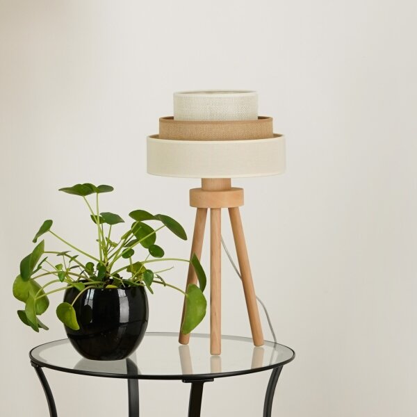 Brilagi - Stolná lampa DENVER LUNETA 1xE27/15W/230V béžová/hnedá/krémová