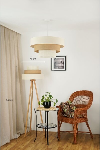 Brilagi - Stojacia lampa DENVER LUNETA 1xE27/15W/230V béžová/hnedá/krémová