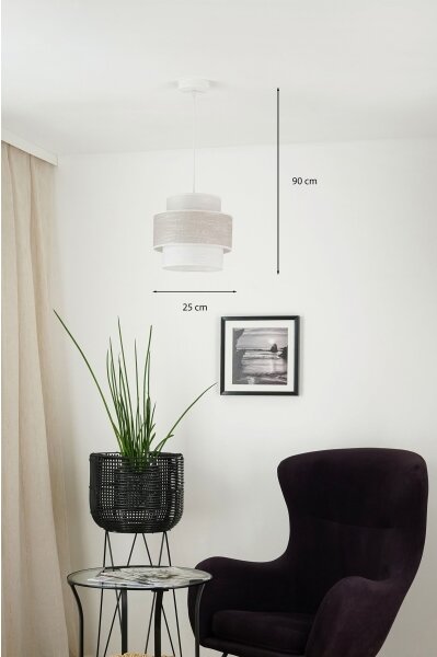 Brilagi - Luster na lanku DOVER SPACE 1xE27/15W/230V pr. 25 cm šedá/krémová