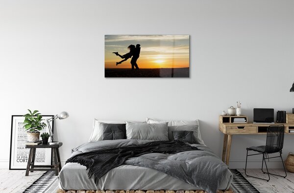 Sklenený obraz Ľudia mraky západ 100x50 cm 2 Prívesky
