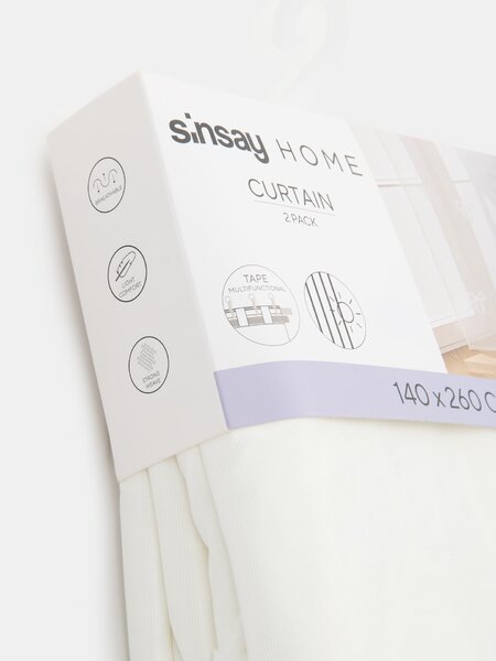 Sinsay - Súprava polopriehľadných záclon na riasiacej páske s motívom mašličiek 2 pack - biela