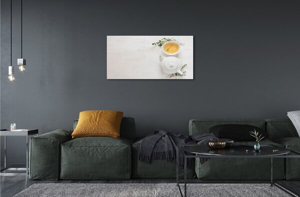Obraz na skle hrniec čaju 100x50 cm 2 Prívesky