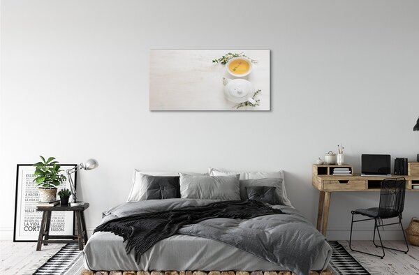 Obraz na skle hrniec čaju 100x50 cm 2 Prívesky