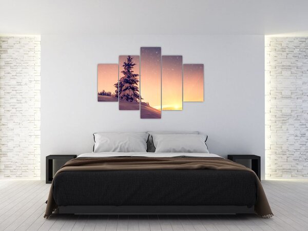 Obraz zasneženého stromu na lúke (150x105 cm)