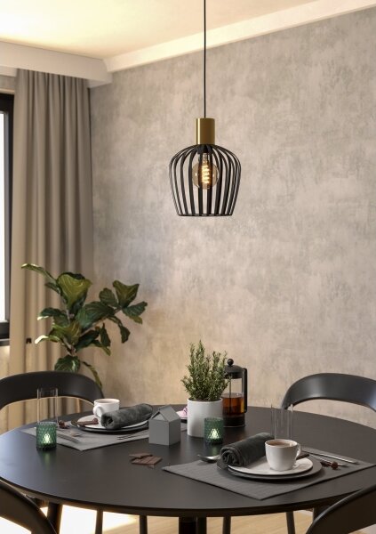 Eglo 901036 - Luster na lanku EMPOLI 1xE27/40W/230V čierna/zlatá