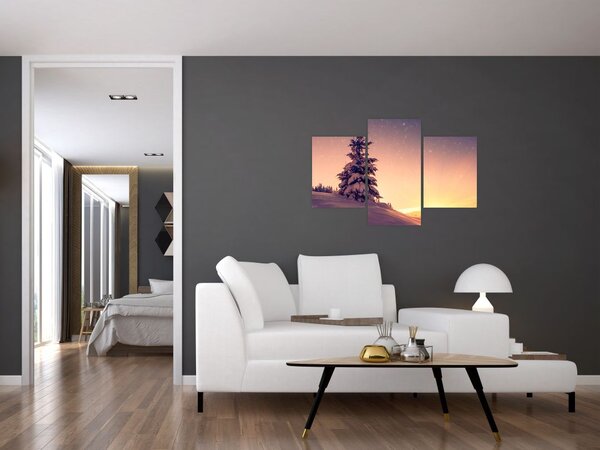 Obraz zasneženého stromu na lúke (90x60 cm)