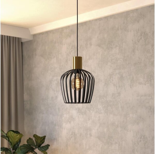 Eglo 901036 - Luster na lanku EMPOLI 1xE27/40W/230V čierna/zlatá