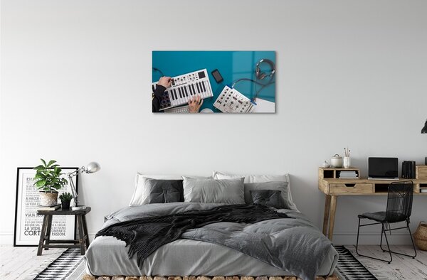 Obraz na skle Konzola DJ Headphones 100x50 cm 2 Prívesky