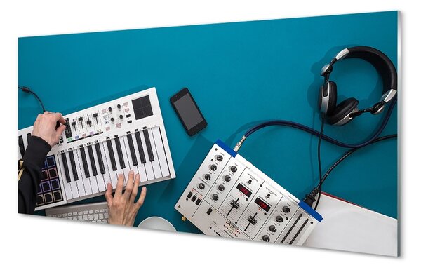 Obraz na skle Konzola DJ Headphones 100x50 cm 2 Prívesky