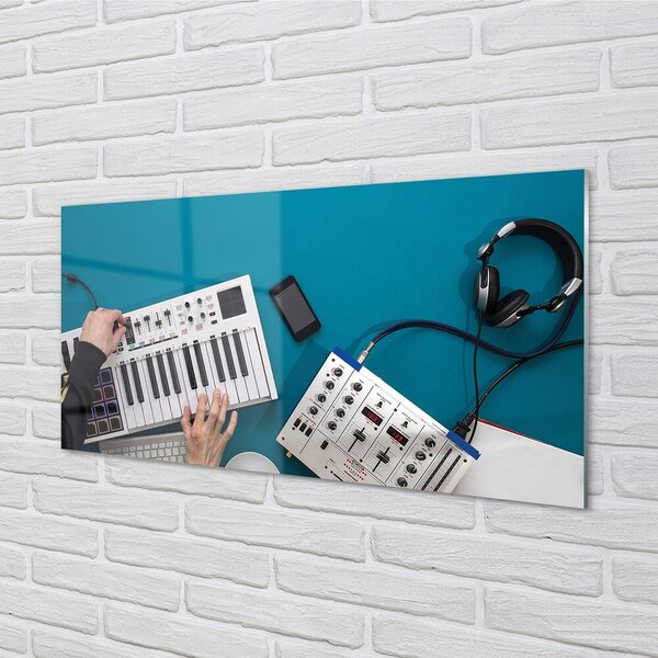 Obraz na skle Konzola DJ Headphones 100x50 cm 2 Prívesky
