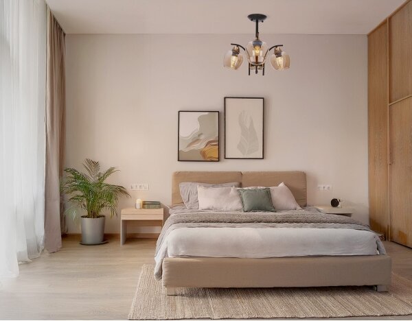 Luster na tyči MERRA 3xE27/40W/230V čierna/béžová
