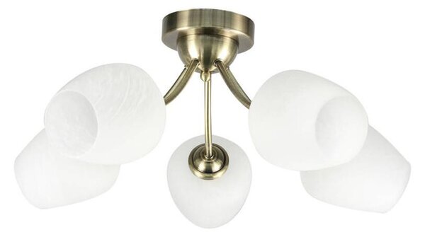 Prisadený luster ZINA 5xE27/40W/230V mosadz/biela