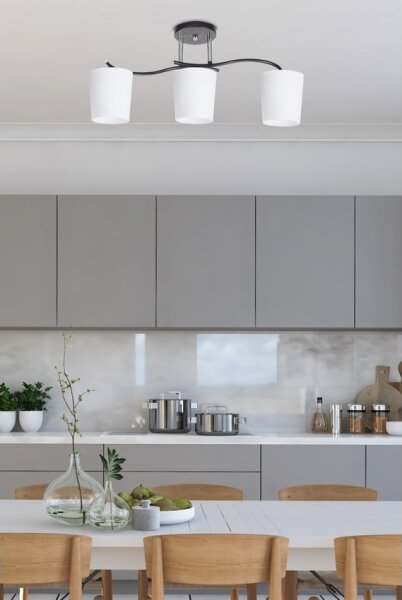 Luster na tyči ESNYR 3xE27/40W/230V čierna/biela