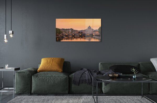 Sklenený obraz rieka Rím Sunset mosty budovy 100x50 cm 2 Prívesky