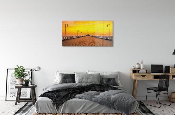 Sklenený obraz Gdańsk Pier sea sunset 100x50 cm 2 Prívesky