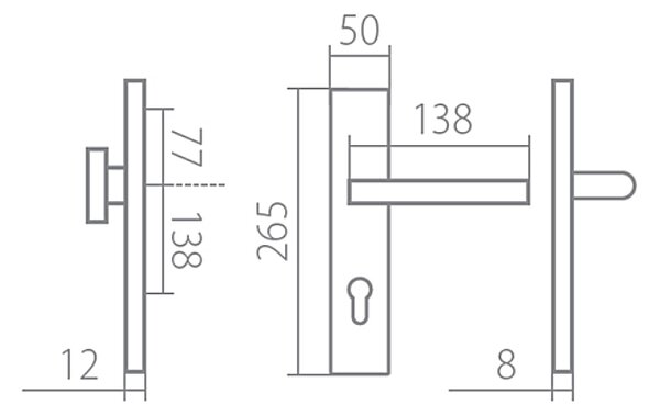 Bezpečnostné kovanie TWIN BLADE HTSI DEF (CM), kľučka ľavá / guľa, Otvor na cylindrickú vložku PZ, Twin CM (čierny mat), 72 mm