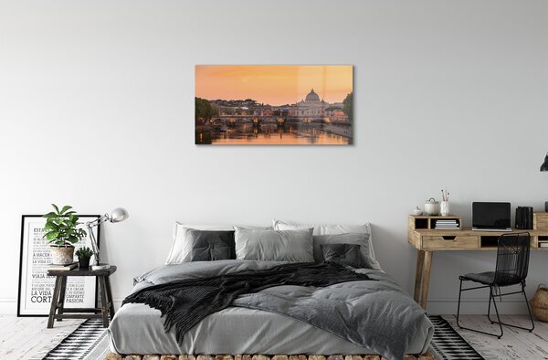 Sklenený obraz rieka Rím Sunset mosty budovy 100x50 cm 2 Prívesky