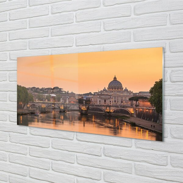 Sklenený obraz rieka Rím Sunset mosty budovy 100x50 cm 2 Prívesky
