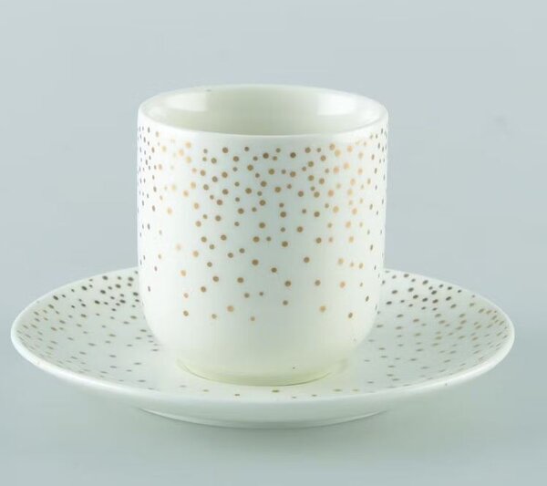 FEDORA Home Set pre 6 osôb - porcelánový hrnček espresso s tanierikom Dots