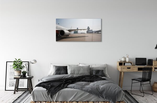 Obraz na skle letiskové lietadla neba budovy 100x50 cm 2 Prívesky