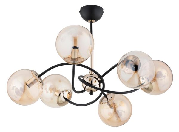 Luster na tyči AURORA 6xE14/10W/230V čierna/zlatá
