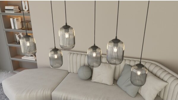 Luster na lanku VERDI 3xE27/15W/230V čierna/šedá