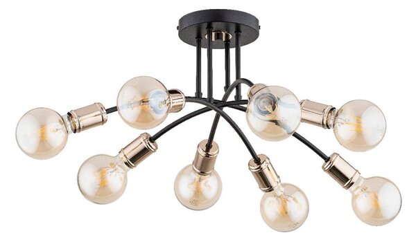 Prisadený luster LANTI 8xE27/15W/230V zlatá/čierna